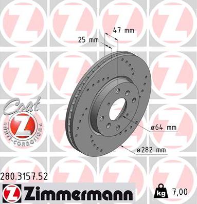 Zimmermann 280.3157.52 - Brake Disc onlydrive.pro