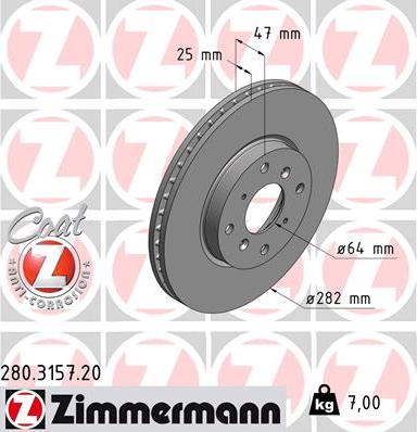 Zimmermann 280.3157.20 - Brake Disc onlydrive.pro
