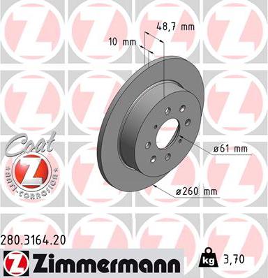 Zimmermann 280.3164.20 - Brake Disc onlydrive.pro