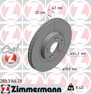 Zimmermann 280.3166.20 - Brake Disc onlydrive.pro