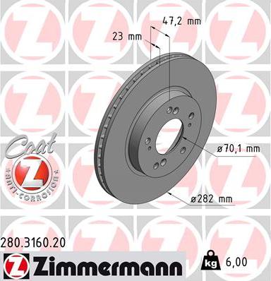 Zimmermann 280.3160.20 - Brake Disc onlydrive.pro