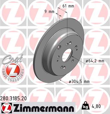 Zimmermann 280.3185.20 - Brake Disc onlydrive.pro