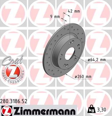 Zimmermann 280.3186.52 - Stabdžių diskas onlydrive.pro