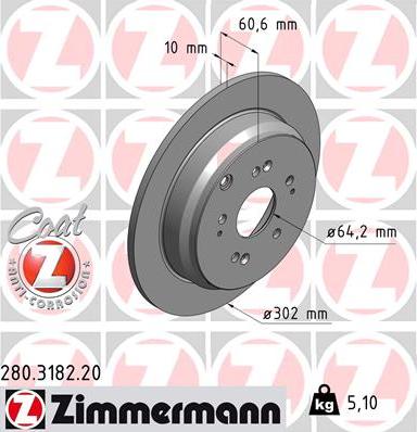 Zimmermann 280.3182.20 - Brake Disc onlydrive.pro