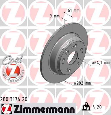 Zimmermann 280.3174.20 - Brake Disc onlydrive.pro