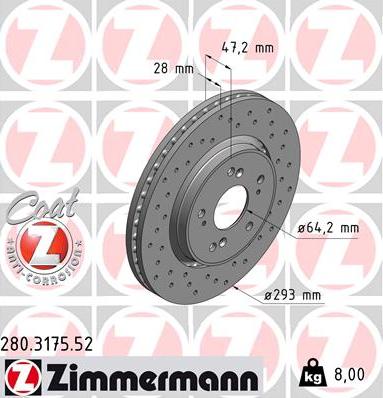 Zimmermann 280.3175.52 - Bremžu diski onlydrive.pro