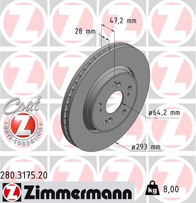 Zimmermann 280.3175.20 - Bremžu diski onlydrive.pro