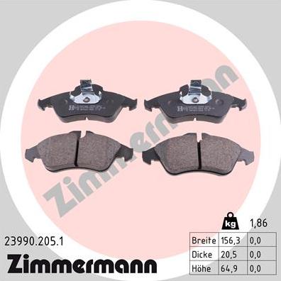 Zimmermann 23990.205.1 - Stabdžių trinkelių rinkinys, diskinis stabdys onlydrive.pro