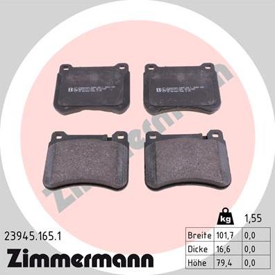 Zimmermann 23945.165.1 - Тормозные колодки, дисковые, комплект onlydrive.pro