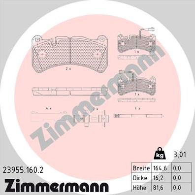 Zimmermann 23955.160.2 - Тормозные колодки, дисковые, комплект onlydrive.pro