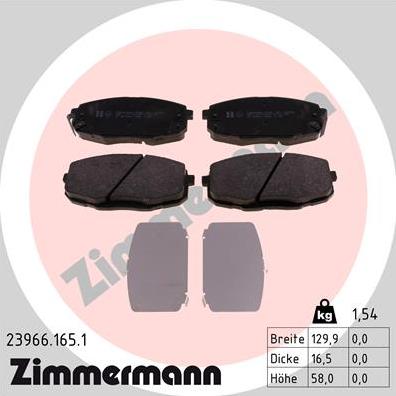 Zimmermann 23966.165.1 - Тормозные колодки, дисковые, комплект onlydrive.pro