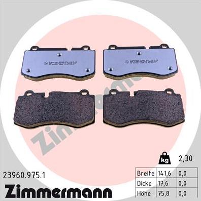 Zimmermann 23960.975.1 - Тормозные колодки, дисковые, комплект onlydrive.pro