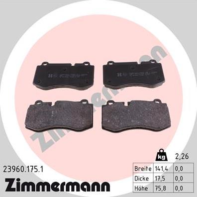 Zimmermann 23960.175.1 - Brake Pad Set, disc brake onlydrive.pro