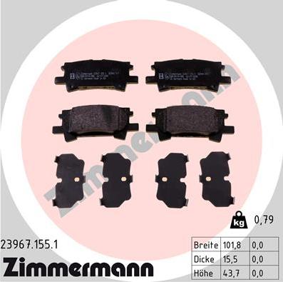 Zimmermann 23967.155.1 - Brake Pad Set, disc brake onlydrive.pro