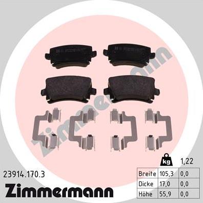 Zimmermann 23914.170.3 - Brake Pad Set, disc brake onlydrive.pro