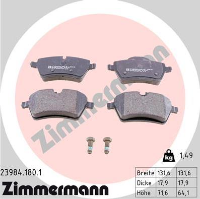 Zimmermann 23984.180.1 - Brake Pad Set, disc brake onlydrive.pro