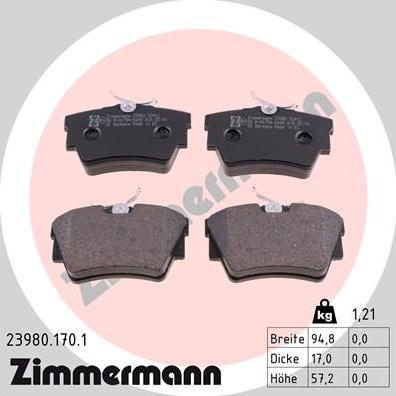 Zimmermann 23980.170.1 - Brake Pad Set, disc brake onlydrive.pro