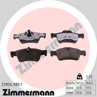 Zimmermann 23924.980.1 - Тормозные колодки, дисковые, комплект onlydrive.pro