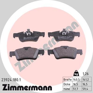 Zimmermann 23924.180.1 - Bremžu uzliku kompl., Disku bremzes onlydrive.pro