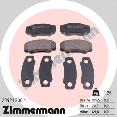 Zimmermann 23921.200.1 - Тормозные колодки, дисковые, комплект onlydrive.pro