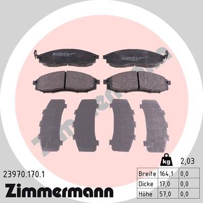 Zimmermann 23970.170.1 - Тормозные колодки, дисковые, комплект onlydrive.pro