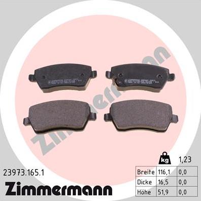 Zimmermann 23973.165.1 - Тормозные колодки, дисковые, комплект onlydrive.pro