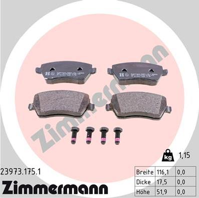 Zimmermann 23973.175.1 - Brake Pad Set, disc brake onlydrive.pro