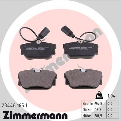 Zimmermann 23446.165.1 - Тормозные колодки, дисковые, комплект onlydrive.pro