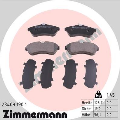 Zimmermann 23409.190.1 - Brake Pad Set, disc brake onlydrive.pro