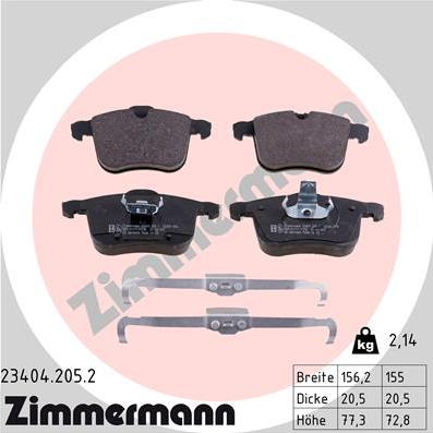 Zimmermann 23404.205.2 - Stabdžių trinkelių rinkinys, diskinis stabdys onlydrive.pro