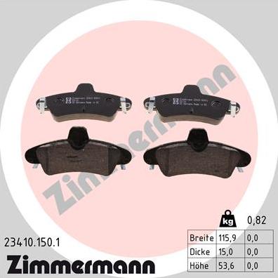 Zimmermann 23410.150.1 - Тормозные колодки, дисковые, комплект onlydrive.pro