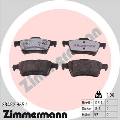 Zimmermann 23482.965.1 - Тормозные колодки, дисковые, комплект onlydrive.pro