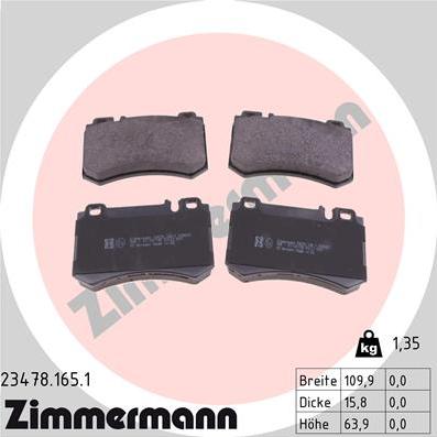 Zimmermann 23478.165.1 - Тормозные колодки, дисковые, комплект onlydrive.pro