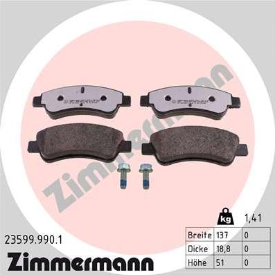 Zimmermann 23599.990.1 - Brake Pad Set, disc brake onlydrive.pro