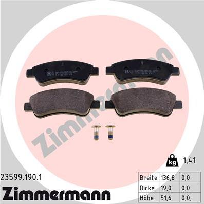 Zimmermann 23599.190.1 - Тормозные колодки, дисковые, комплект onlydrive.pro