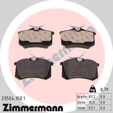 Zimmermann 23554.150.1 - Stabdžių trinkelių rinkinys, diskinis stabdys onlydrive.pro