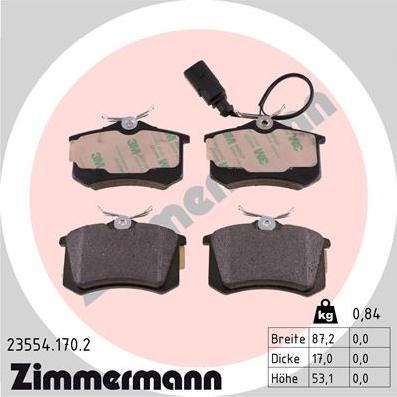 Zimmermann 23554.170.2 - Stabdžių trinkelių rinkinys, diskinis stabdys onlydrive.pro