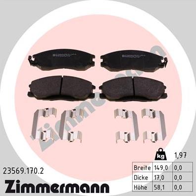 Zimmermann 23569.170.2 - Тормозные колодки, дисковые, комплект onlydrive.pro