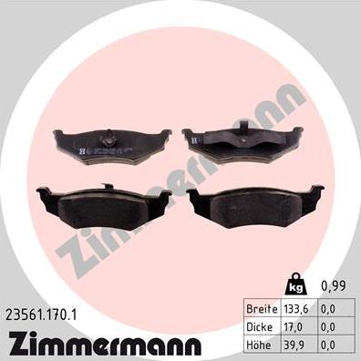 Zimmermann 23561.170.1 - Brake Pad Set, disc brake onlydrive.pro