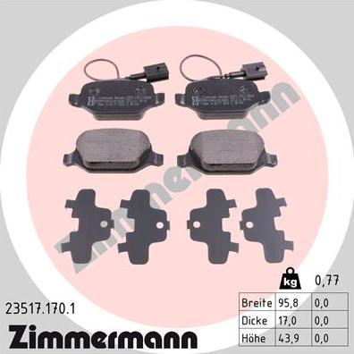 Zimmermann 23517.170.1 - Brake Pad Set, disc brake onlydrive.pro