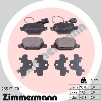 Zimmermann 23517.170.1 - Bremžu uzliku kompl., Disku bremzes onlydrive.pro