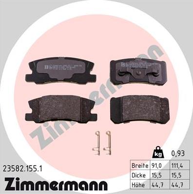 Zimmermann 23582.155.1 - Stabdžių trinkelių rinkinys, diskinis stabdys onlydrive.pro