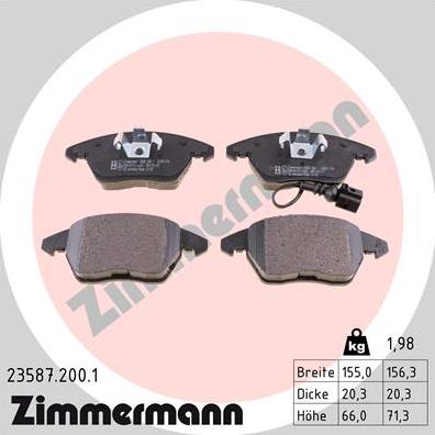 Zimmermann 23587.200.1 - Stabdžių trinkelių rinkinys, diskinis stabdys onlydrive.pro