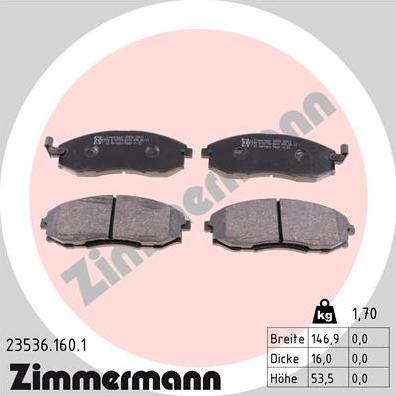 Zimmermann 23536.160.1 - Bremžu uzliku kompl., Disku bremzes onlydrive.pro