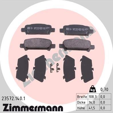 Zimmermann 23572.140.1 - Brake Pad Set, disc brake onlydrive.pro