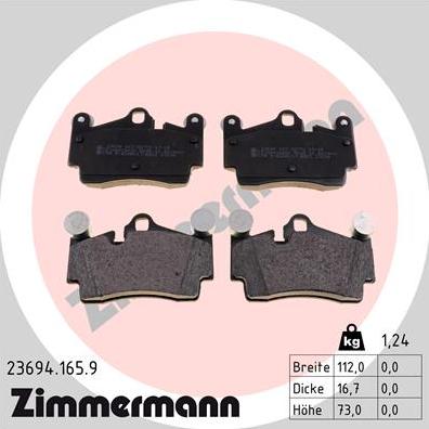 Zimmermann 23694.165.9 - Тормозные колодки, дисковые, комплект onlydrive.pro