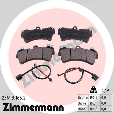 Zimmermann 23693.165.2 - Stabdžių trinkelių rinkinys, diskinis stabdys onlydrive.pro