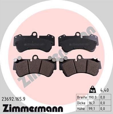 Zimmermann 23692.165.9 - Тормозные колодки, дисковые, комплект onlydrive.pro