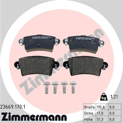 Zimmermann 23669.170.1 - Brake Pad Set, disc brake onlydrive.pro