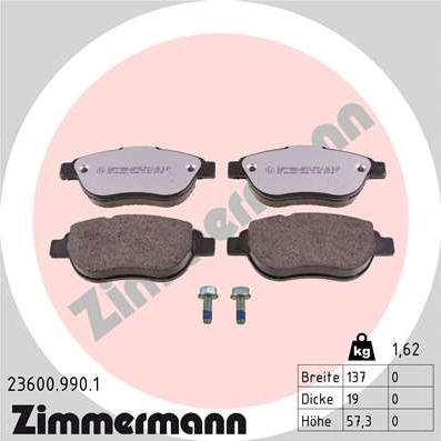 Zimmermann 23600.990.1 - Brake Pad Set, disc brake onlydrive.pro